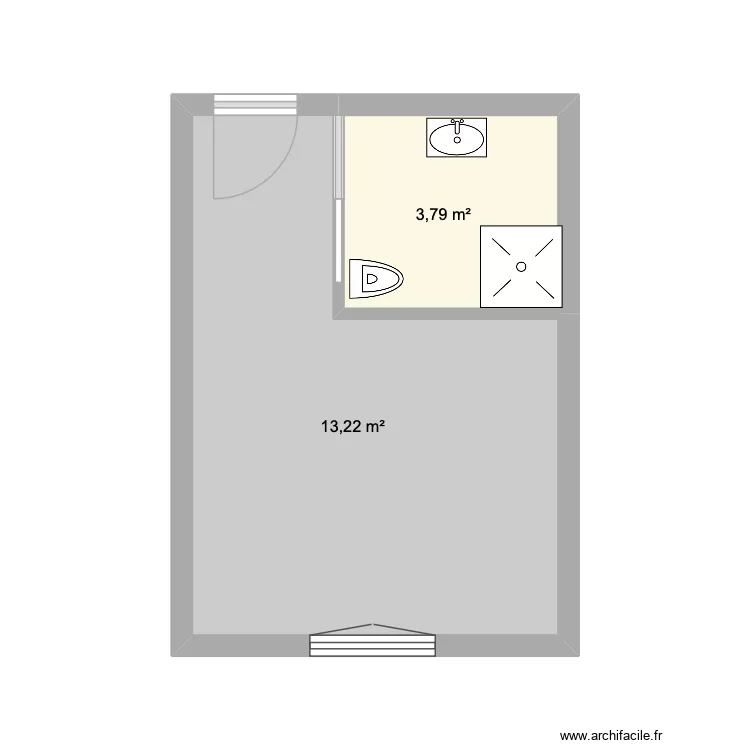 studio / sub. Plan de 2  et 17 m²