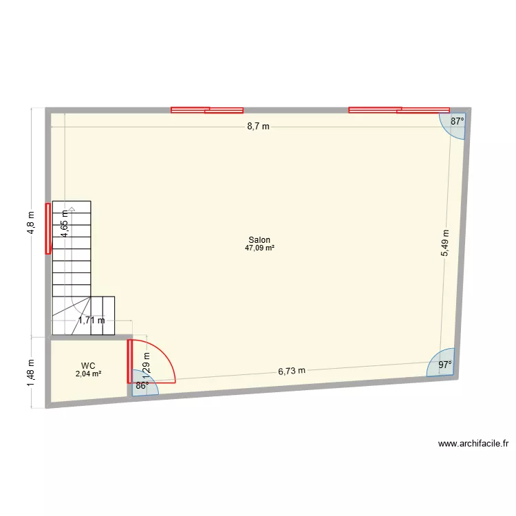 new plan 1. Plan de 2  et 49 m²