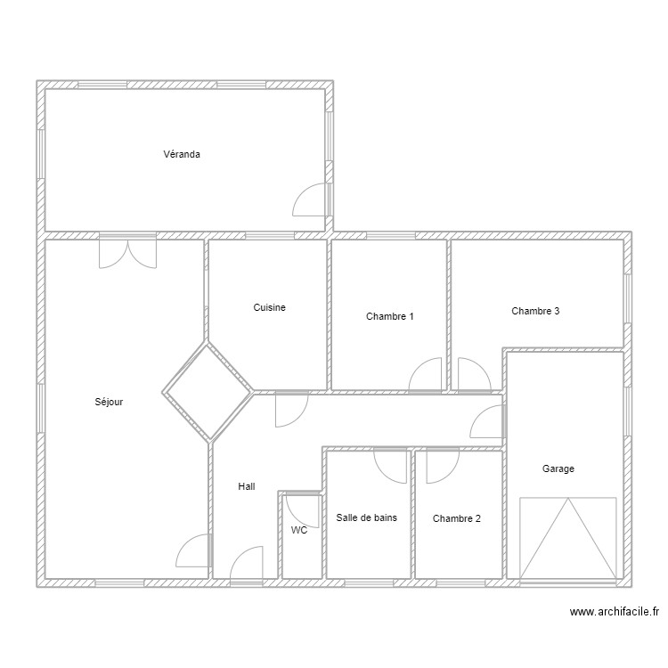 Defrise. Plan de 11 pièces et 138 m2