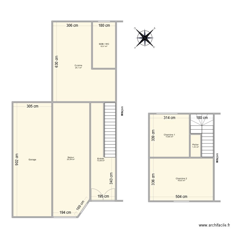 HURET. Plan de 10 pièces et 132 m2
