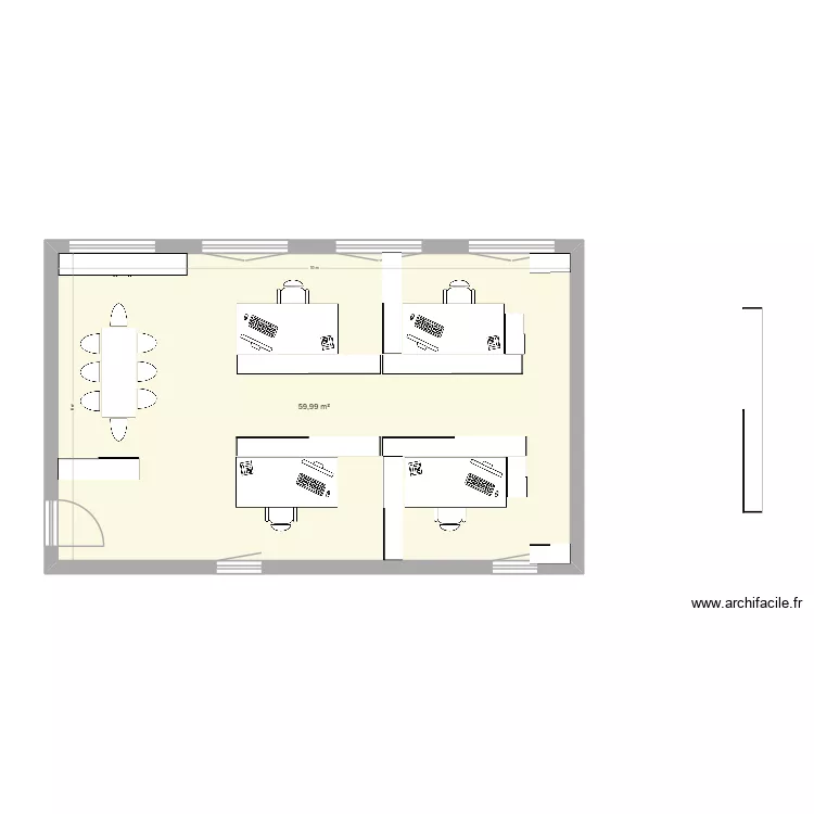 Plan Bureau 2. Plan de 1 pièce et 60 m² Plan Bureau 2. Plan de 1 pièce et 60 m²