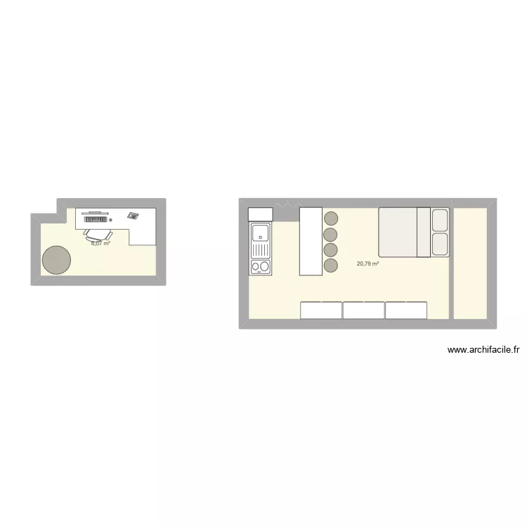 Appart. Plan de 2 Pièces et 27 m² Appart. Plan de 2 Pièces et 27 m²