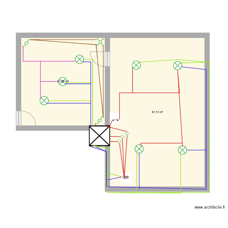 Plan ou schéma électrique. Plan de 2 pièces et 63 m2
