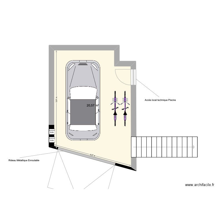 PARKING FERMETURE COMPLETE. Plan de 1 pièce et 21 m2