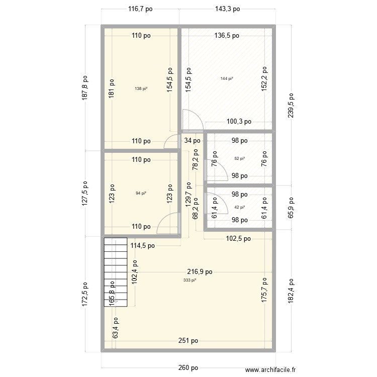 gisele dechamplain. Plan de 6 pièces et 75 m2