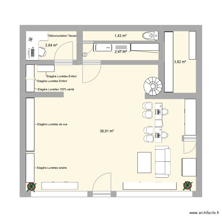 Magasin du mag Alençon. Plan de 5 pièces et 49 m2