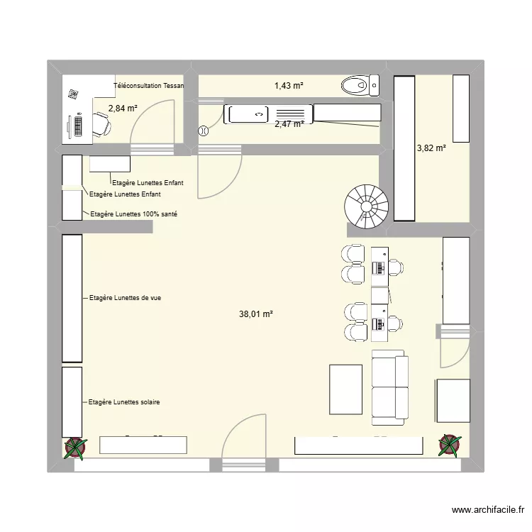 Magasin du mag Alen&ccedil;on. Plan de 5  et 49 m²