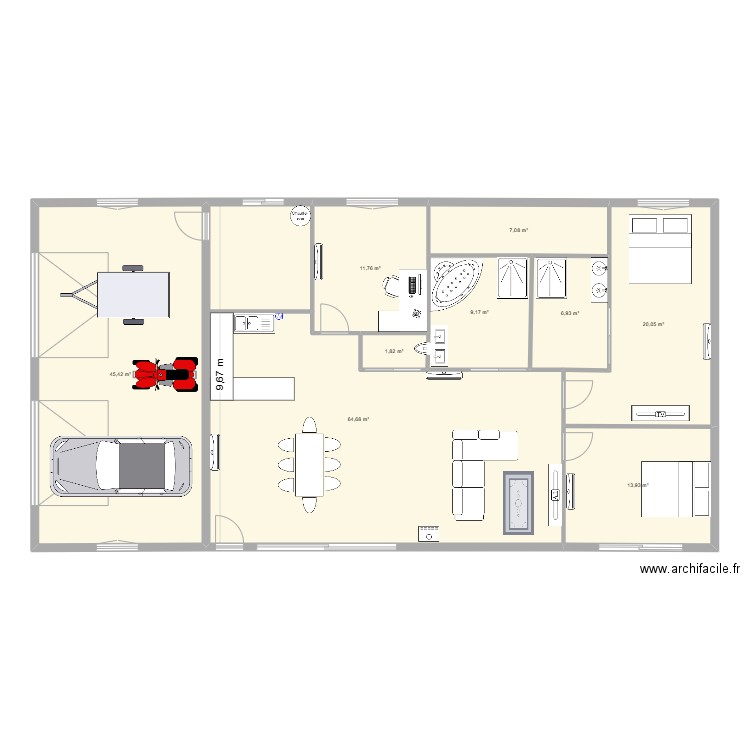 YANN. Plan de 9 pièces et 181 m2