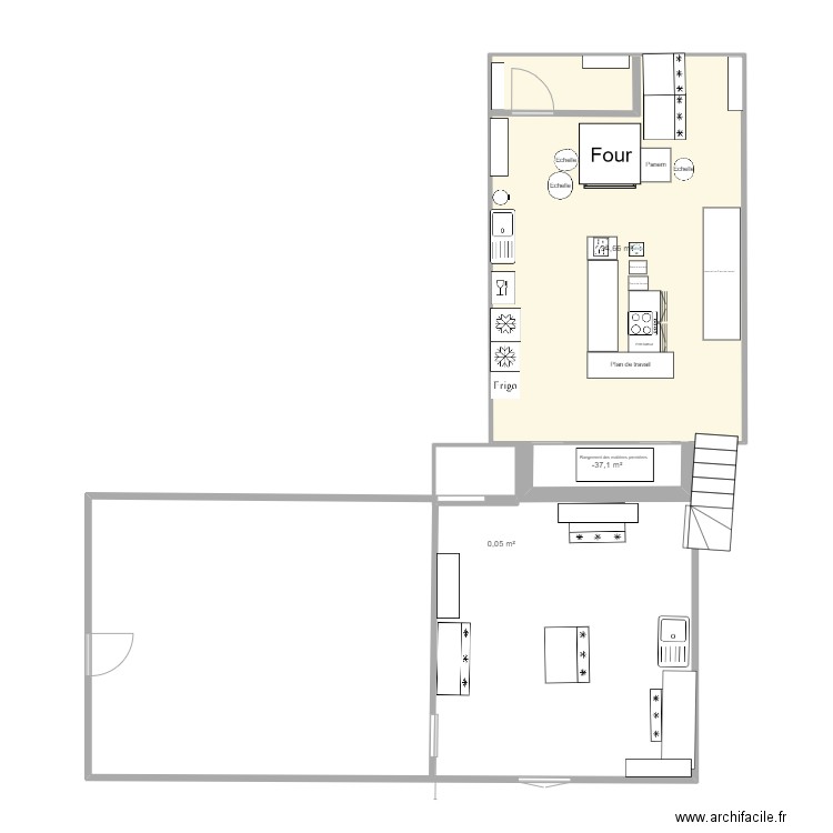 Emmanuelle. Plan de 3 pièces et 37 m2