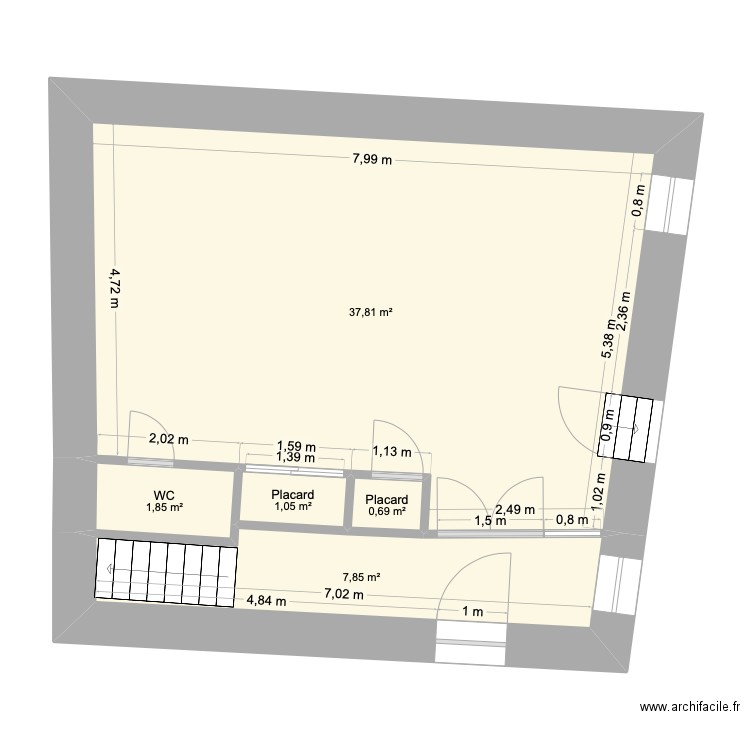 Gobie2. Plan de 5 pièces et 49 m2