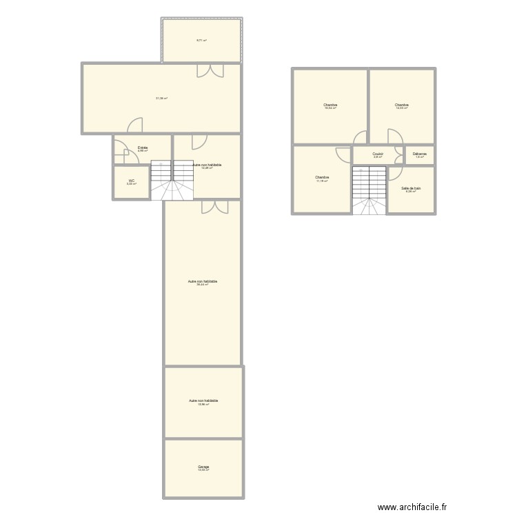maison2. Plan de 14 pièces et 179 m2