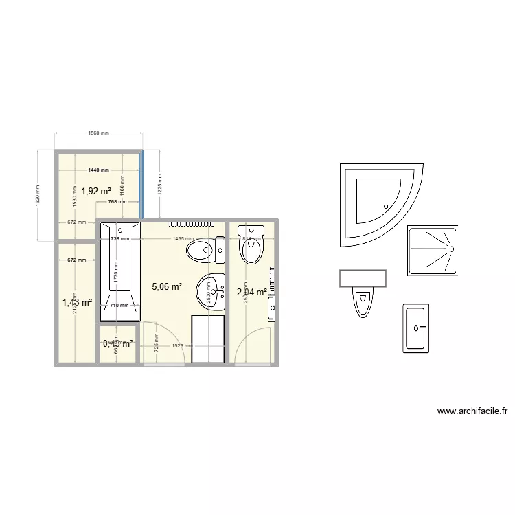 WC SDB actuelle Paul. Plan de 