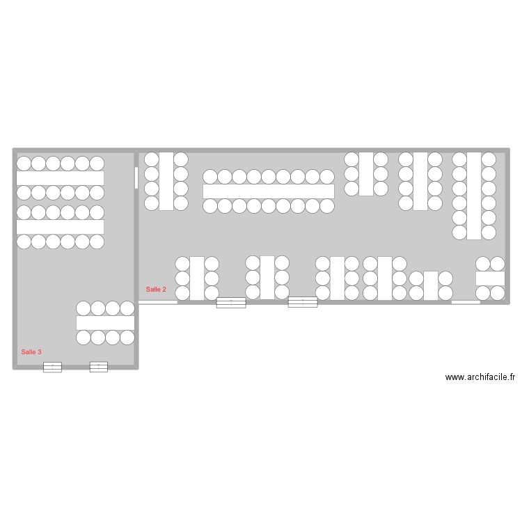 Salle Miléade. Plan de 2 pièces et 373 m2