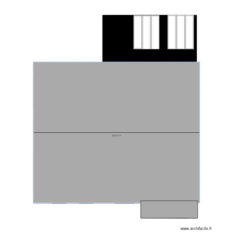 veranda 2024. Plan de 1 pièce et 97 m2