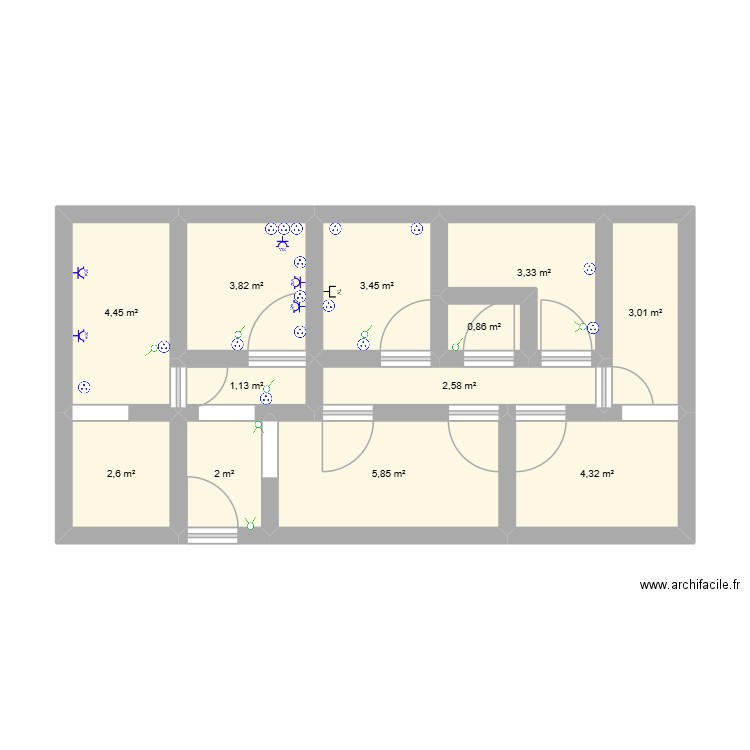 projet 2. Plan de 12 pièces et 37 m2