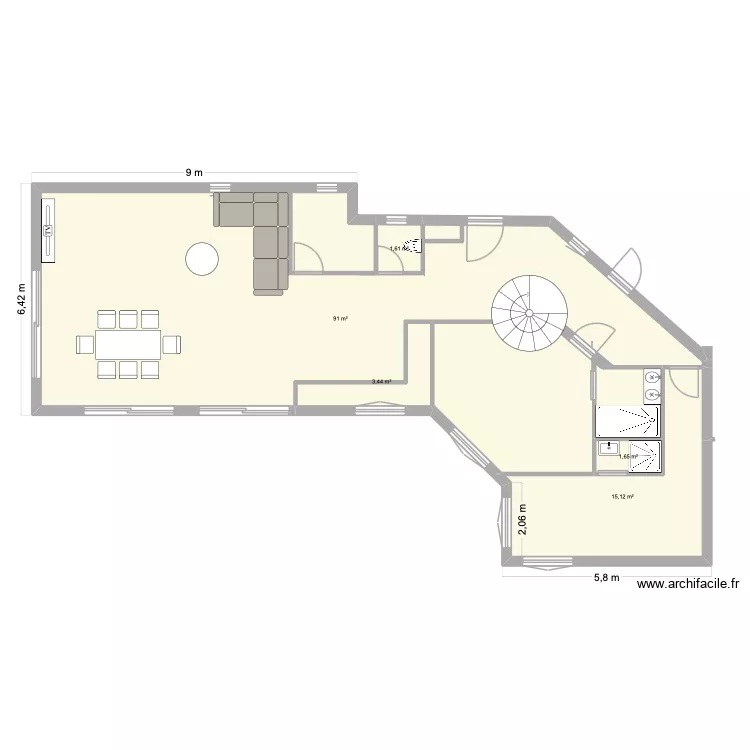 base villa colo. Plan de 5  et 113 m²