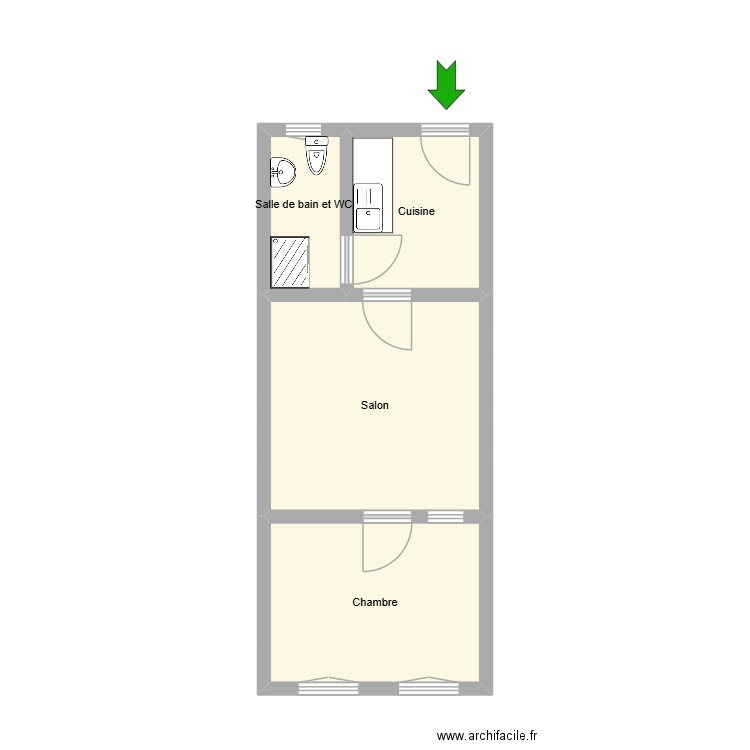 42 BRANLY. Plan de 4 pièces et 29 m2