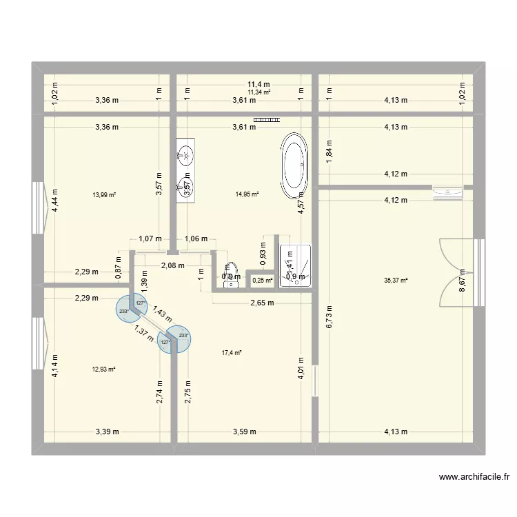 Maison familiale &eacute;tage. Plan de 7  et 106 m²