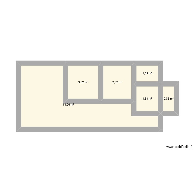 cvb. Plan de 6 pièces et 23 m2