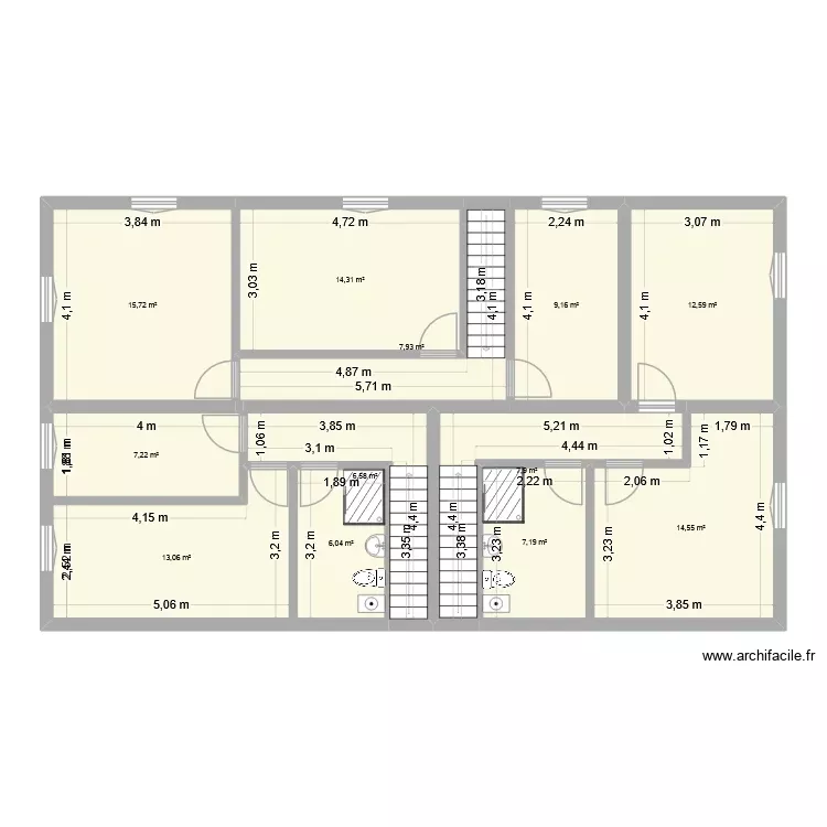 ETAGE BAUDOT sans meuble. Plan de 12 Pièces et 122 m² ETAGE BAUDOT sans meuble. Plan de 12 Pièces et 122 m²