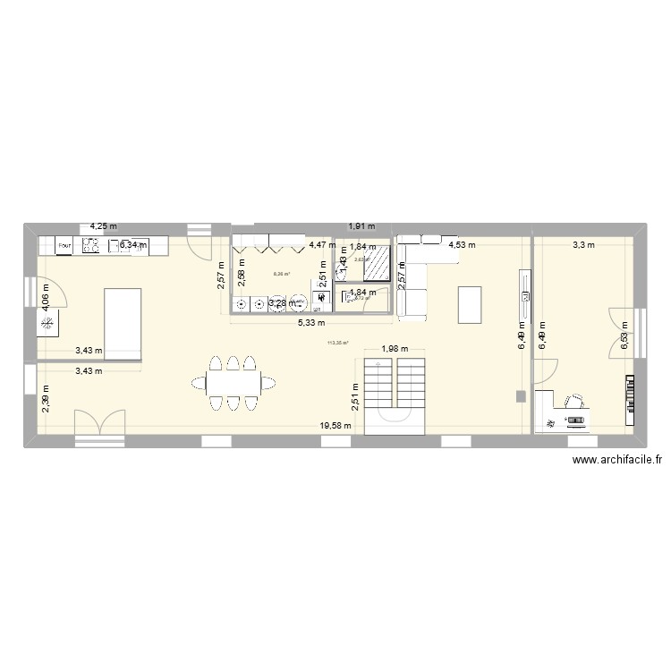 BRIQUE ET SILEX BIS. Plan de 4 pièces et 126 m2