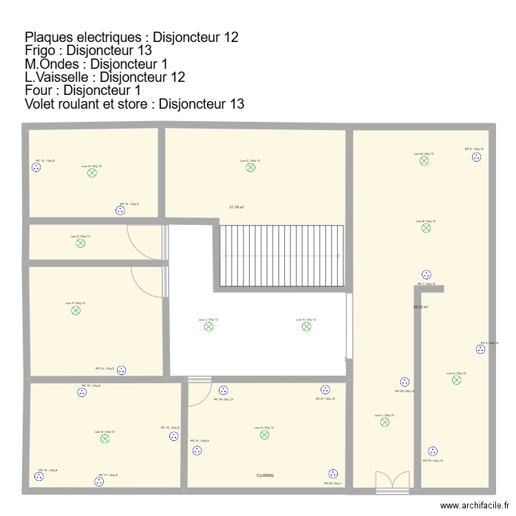 Isabelle Vigneux. Plan de 6 pièces et 239 m2