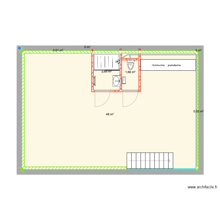 Bauer. Plan de 7 pièces et 52 m2