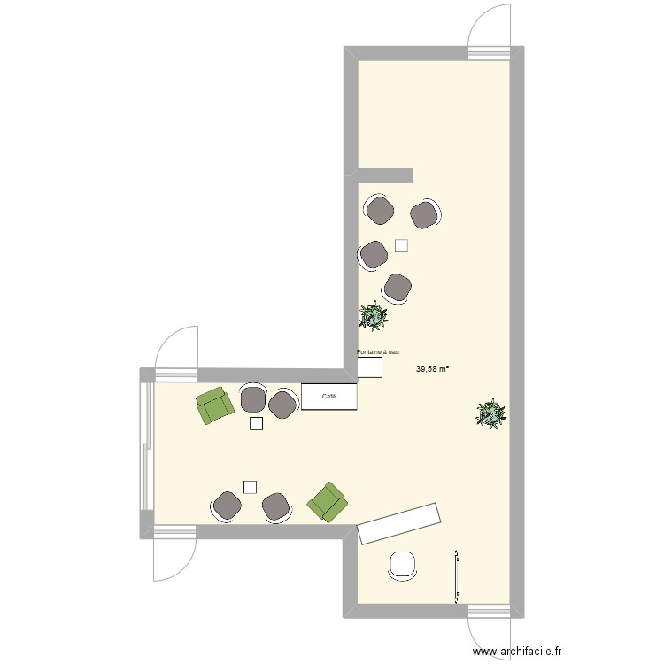 Accueil. Plan de 1 pièce et 40 m2