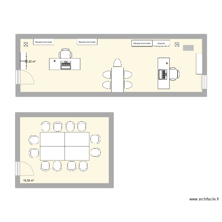 BureauEMarr. Plan de 2 pièces et 51 m2