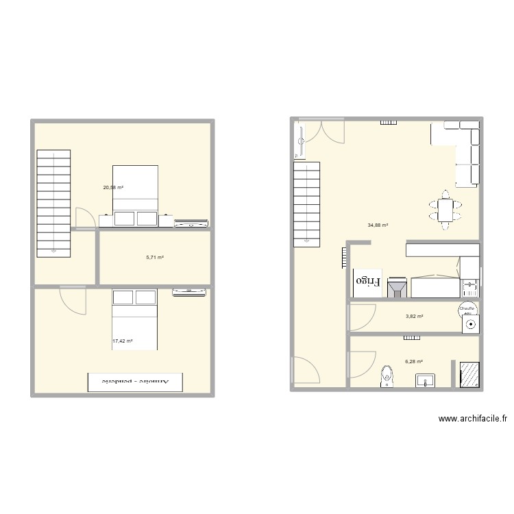 Appart Vic-en-Bigorre. Plan de 6 pièces et 89 m2