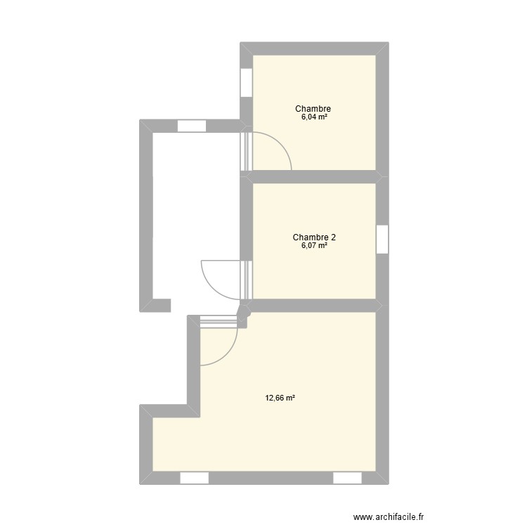étage. Plan de 3 pièces et 25 m2