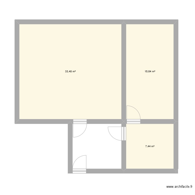 pui. Plan de 3 pièces et 57 m2