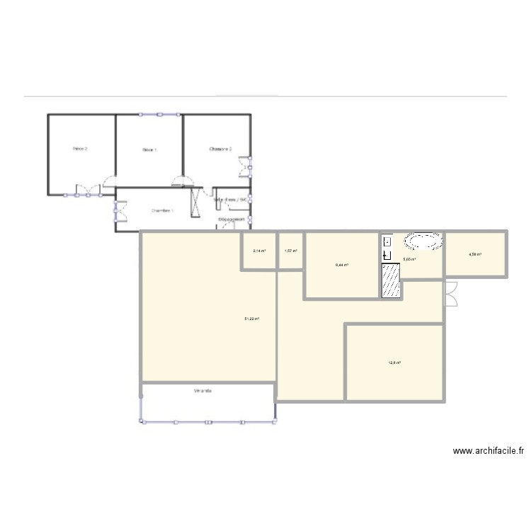 origine3. Plan de 7 pièces et 86 m2