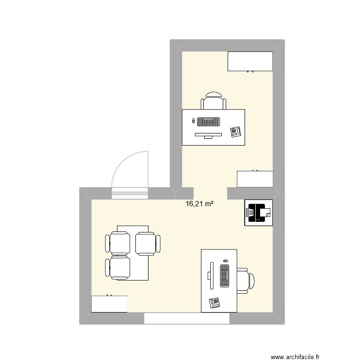 Bureau Louis pasteur. Plan de 1 pièce et 16 m2