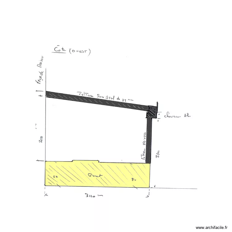 Veranda Ouest. Plan de 