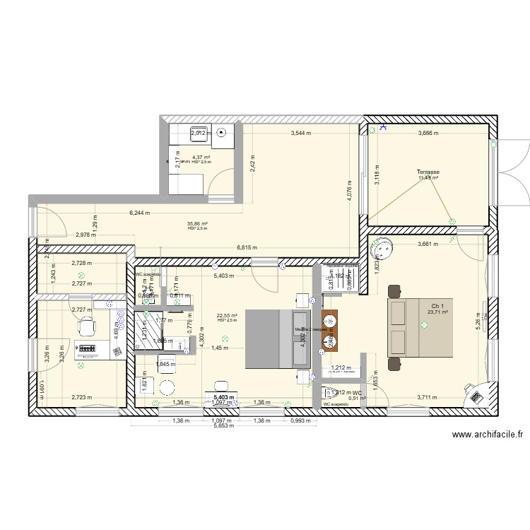 RDC Ch2_ plan 6. Plan de 6 pièces et 99 m2