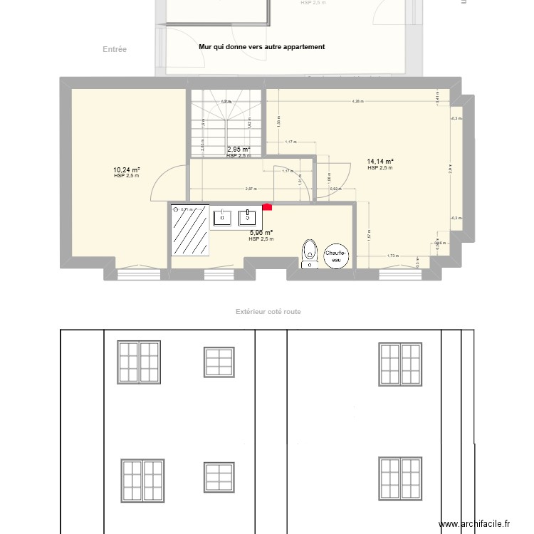 Appart V6. Plan de 9 pièces et 93 m2