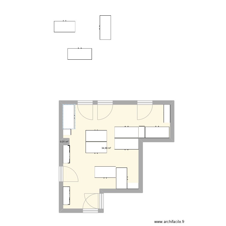 BUREAU FLAG. Plan de 2 pièces et 35 m2