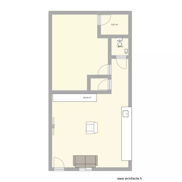 bureau. Plan de 3 Pièces et 68 m² bureau. Plan de 3 Pièces et 68 m²