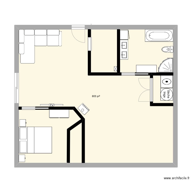 osblock. Plan de 1 pièce et 75 m2