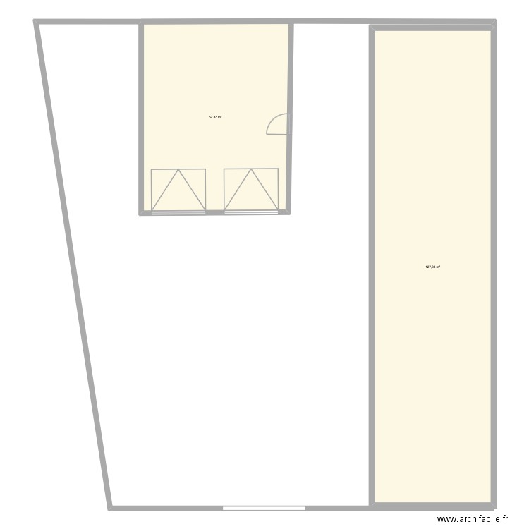 garage maison. Plan de 2 pièces et 190 m2
