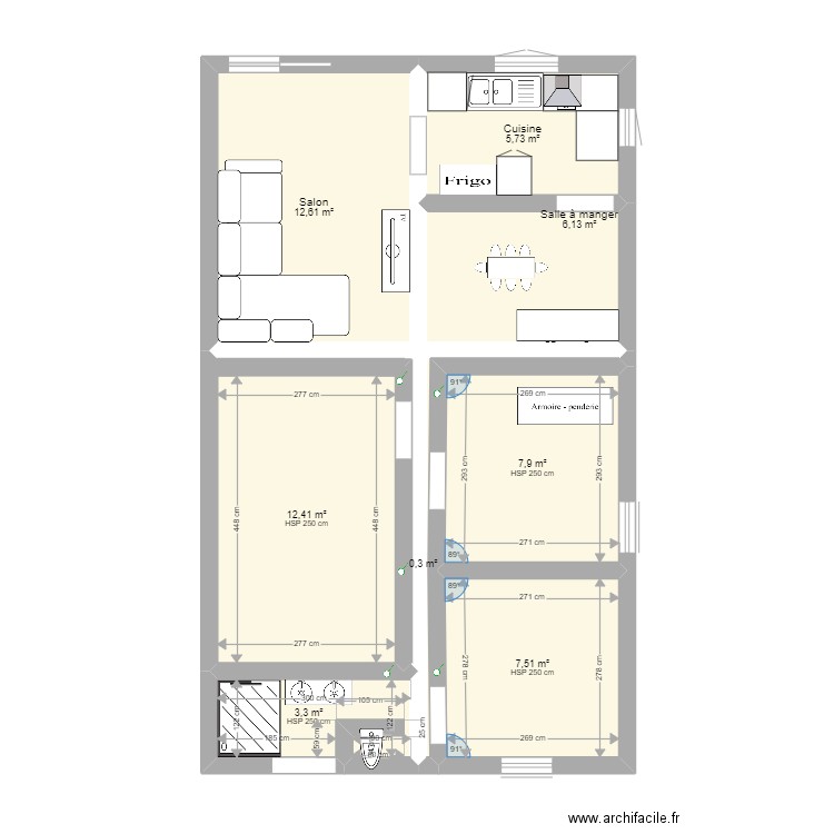 algecox. Plan de 8 pièces et 56 m2