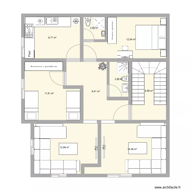 TADARTINO. Plan de 9  et 84 m²