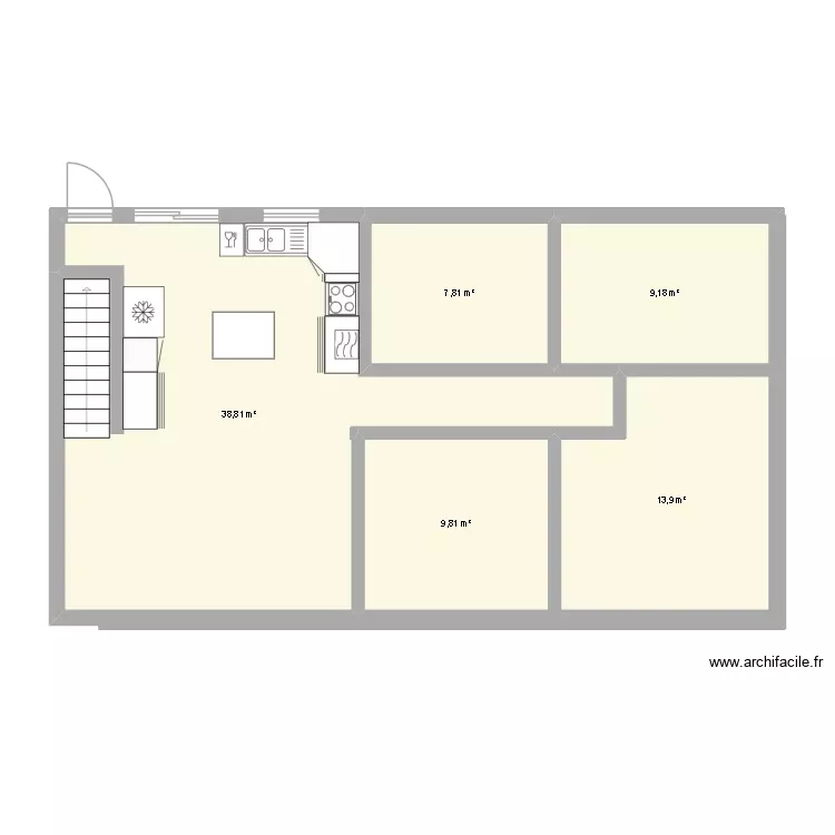 plan RDC 378 Mar&eacute;chal. Plan de 5 Pièces et 80 m²