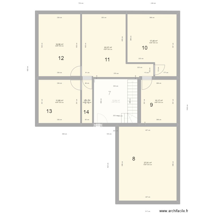 M DECEVRE INTERIEUR . Plan de 14 pièces et 230 m2