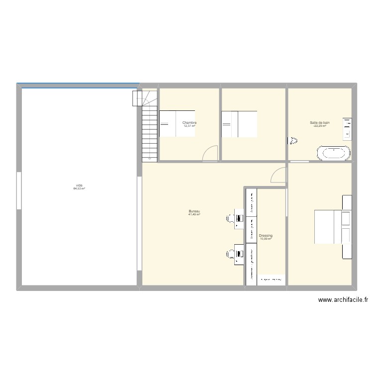 etage. Plan de 5 pièces et 143 m2