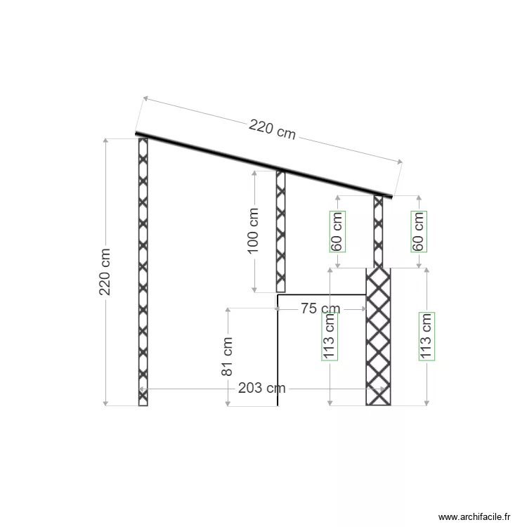 ABRI CUISINE ETE - vue cot&eacute;. Plan de 