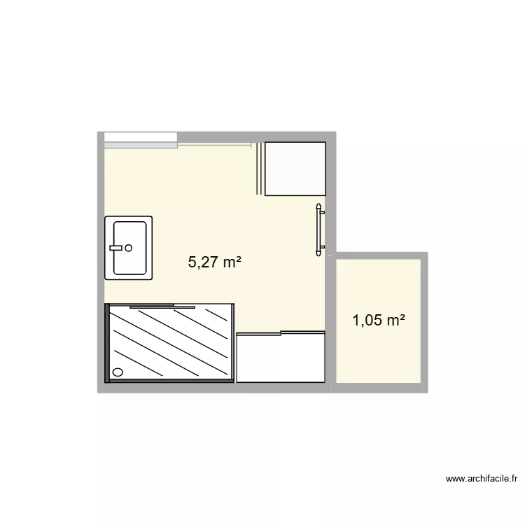 salle de bain 1. Plan de 2 Pièces et 6 m²