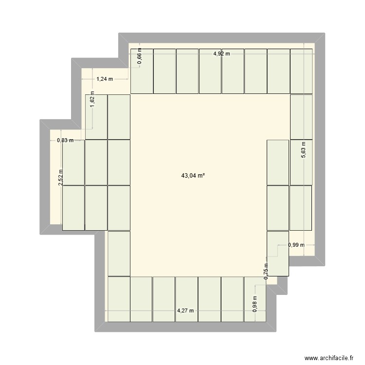 sejour calpi. Plan de 1 pièce et 43 m2