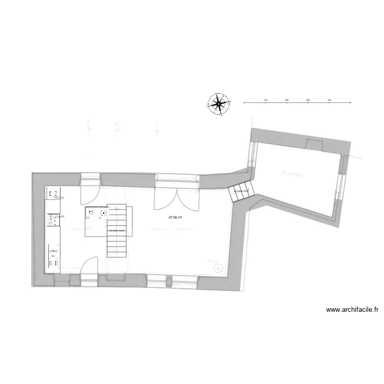 maison lassouts 2. Plan de 1  et 48 m²